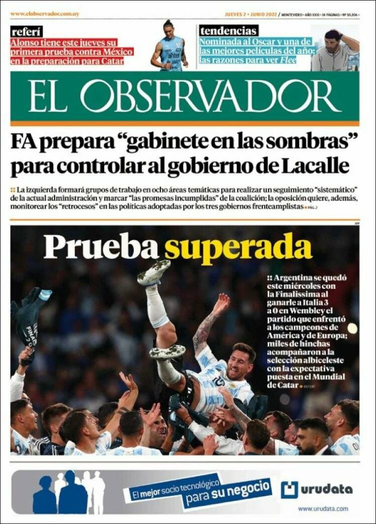 Portada de El Observador (Uruguay)