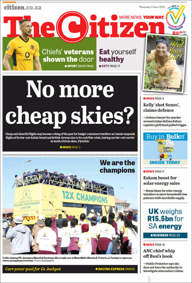 Portada de The Citizen (Sud&aacute;frica)