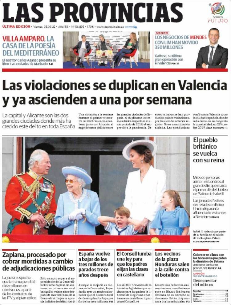 Portada de Las Provincias (Espa&ntilde;a)