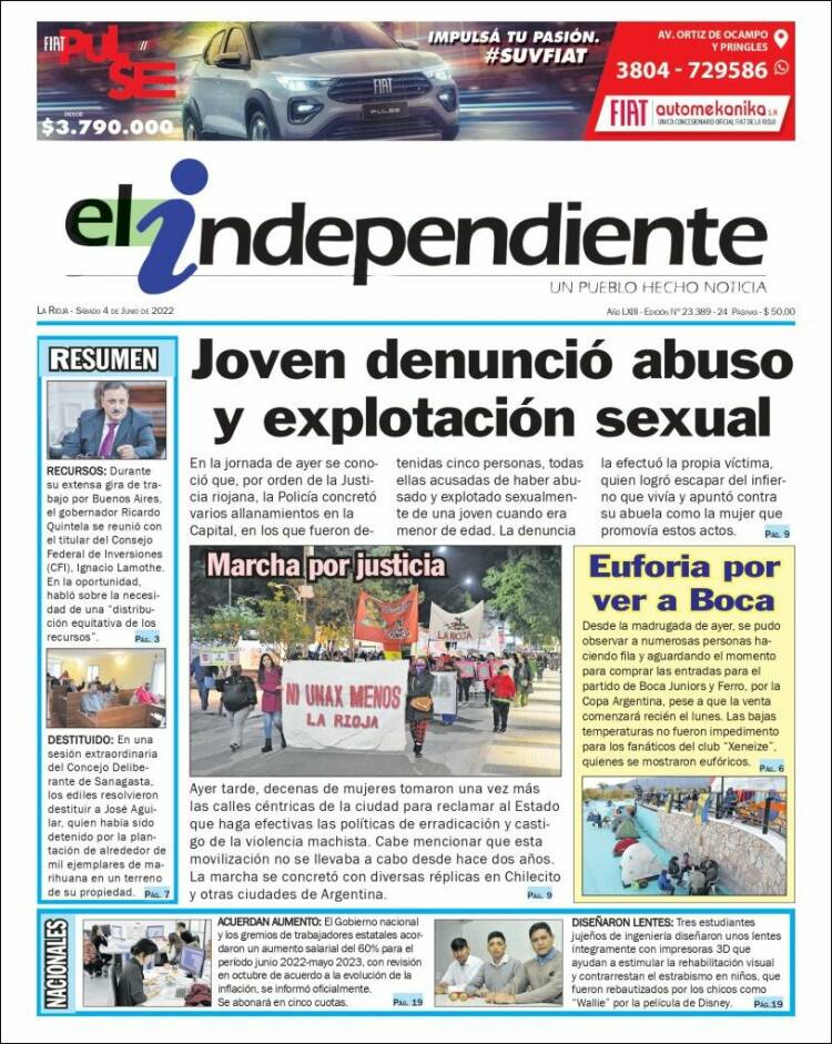 Portada de El Independiente (Argentina)