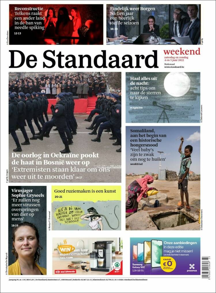 Portada de De Standaard (B&eacute;lgica)
