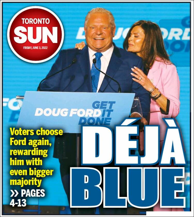 Portada de The Toronto Sun (Canadá)