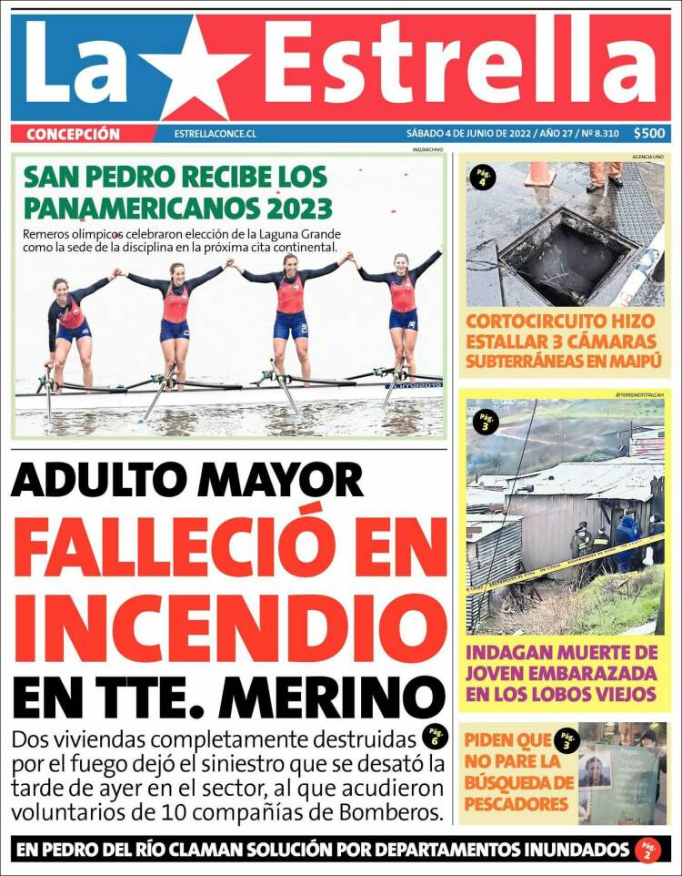 Portada de La Estrella de Concepción (Chile)