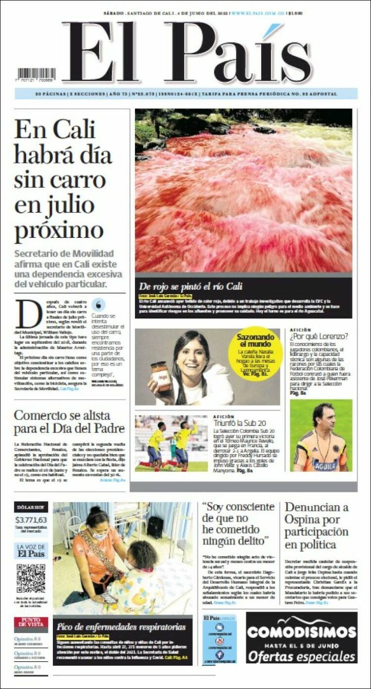 Portada de El País - Cali (Colombia)