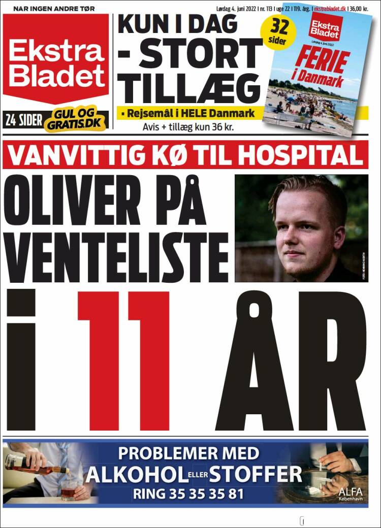 Portada de Ekstra Bladet (Dinamarca)