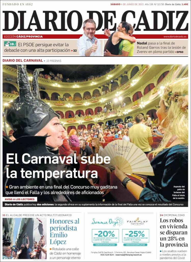 Portada de Diario de Cádiz (Espa&ntilde;a)