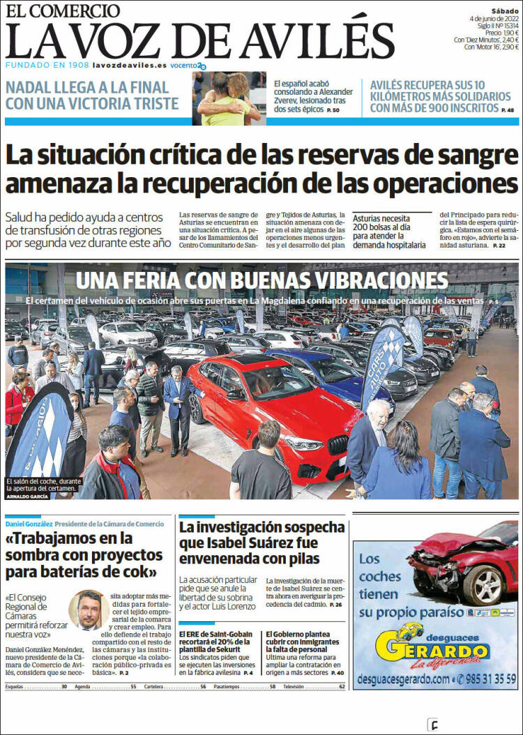 Portada de El Comercio - Avilés (España)