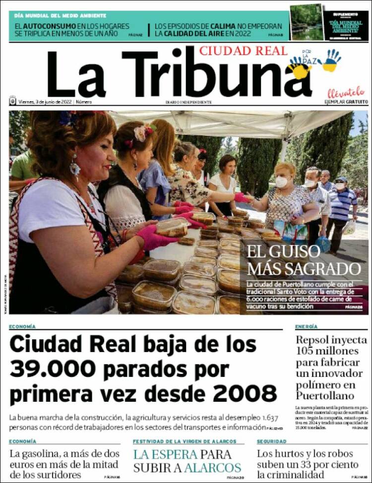 Portada de La Tribuna de Ciudad Real (España)