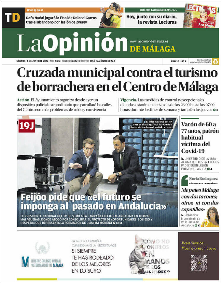 Portada de La Opinión de Málaga (Espa&ntilde;a)