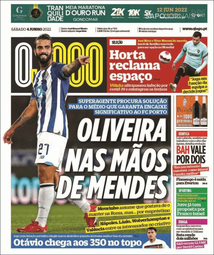 Portada de O Jogo (Portugal)