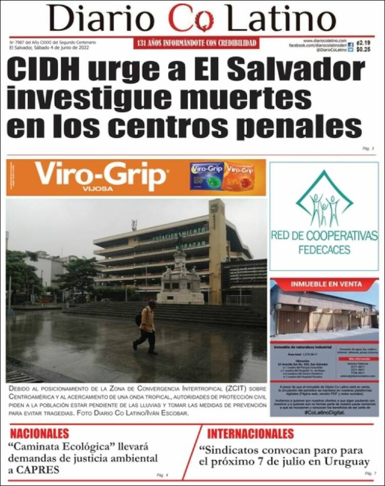 Portada de Diario Co Latino (El Salvador)