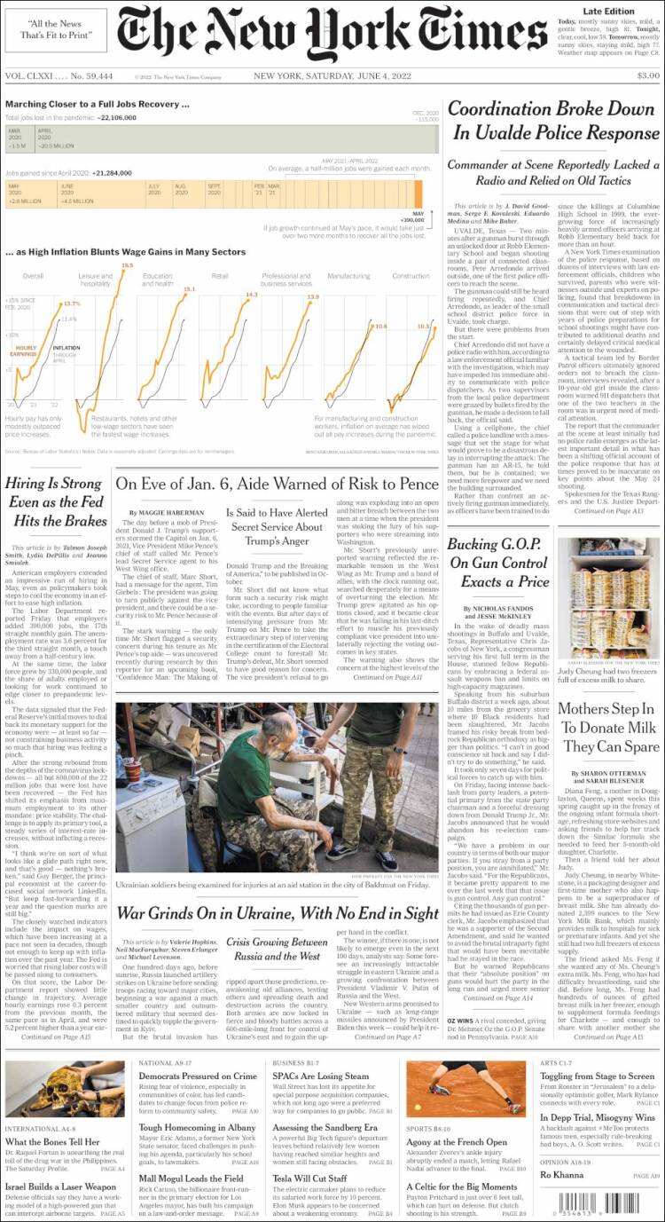 Portada de New York Times (USA)