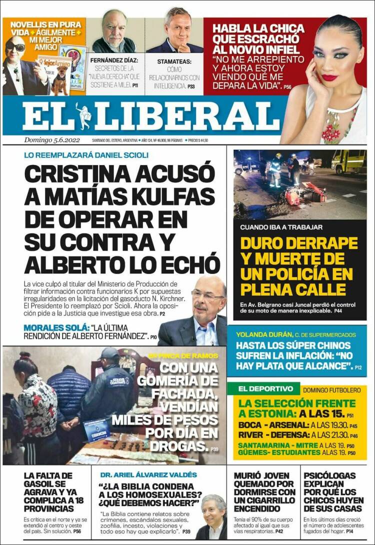 Portada de Diario El Liberal (Argentina)