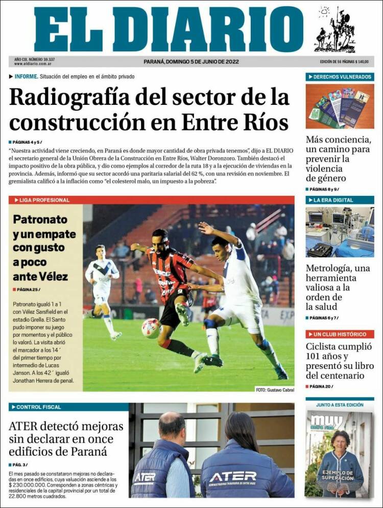 Portada de El Diario de Paraná (Argentina)