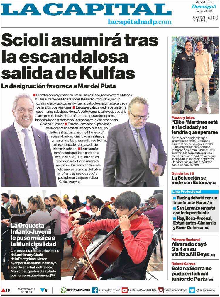 Portada de Diario La Capital - Mar del Plata (Argentina)