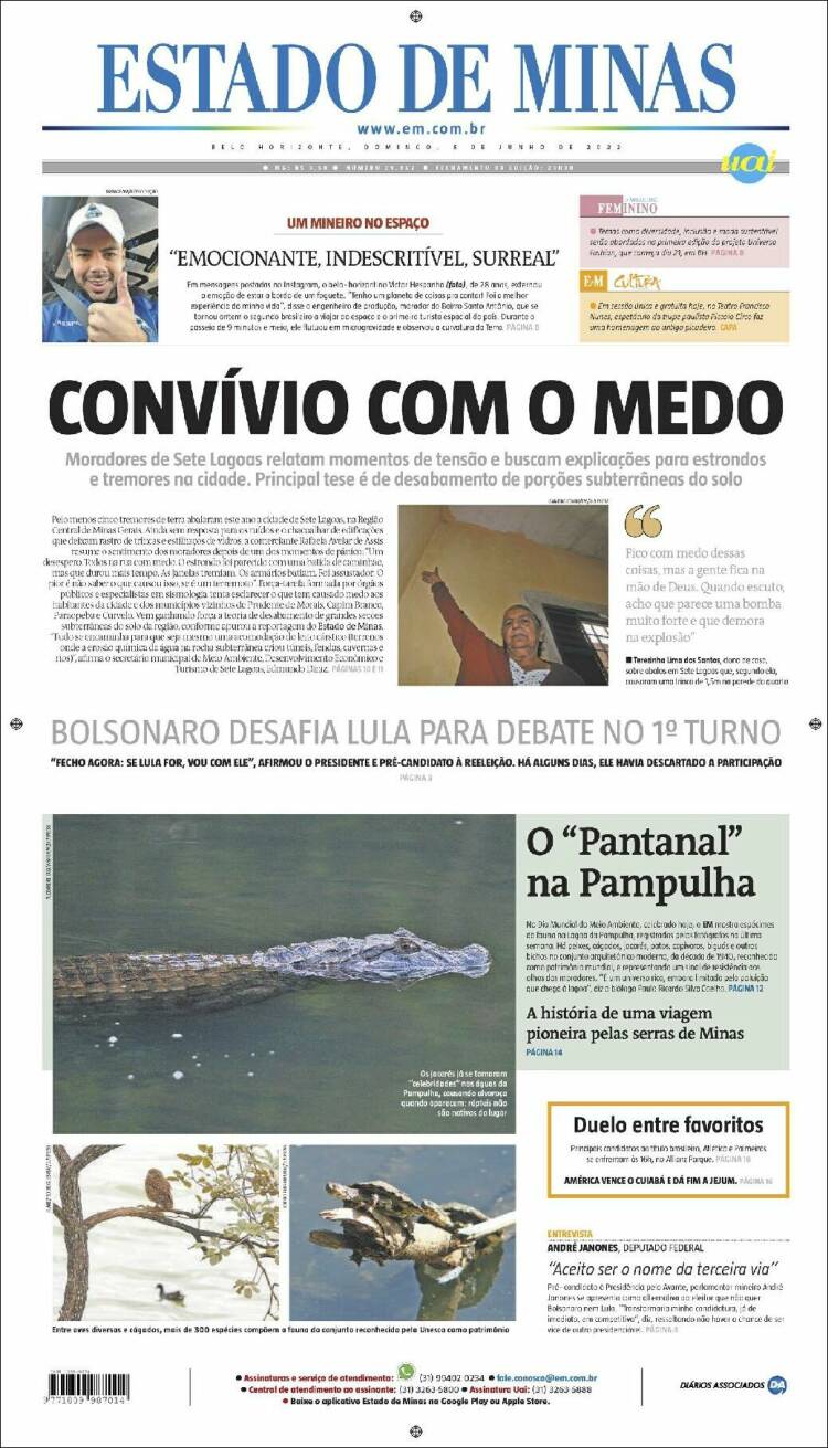 Portada de Jornal Estado de Minas (Brasil)