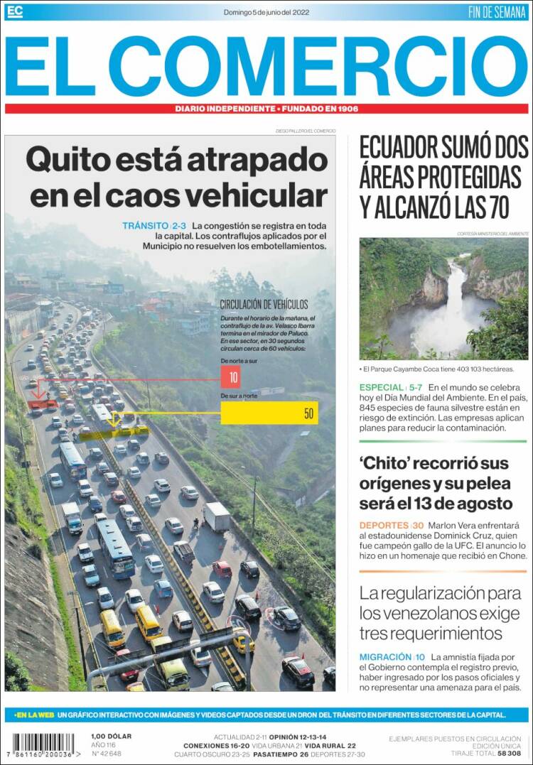 Portada de El Comercio (Ecuador)