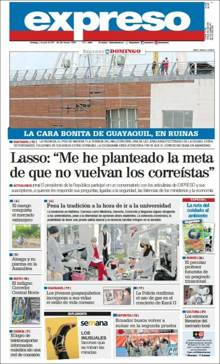 Portada de Expreso (Ecuador)