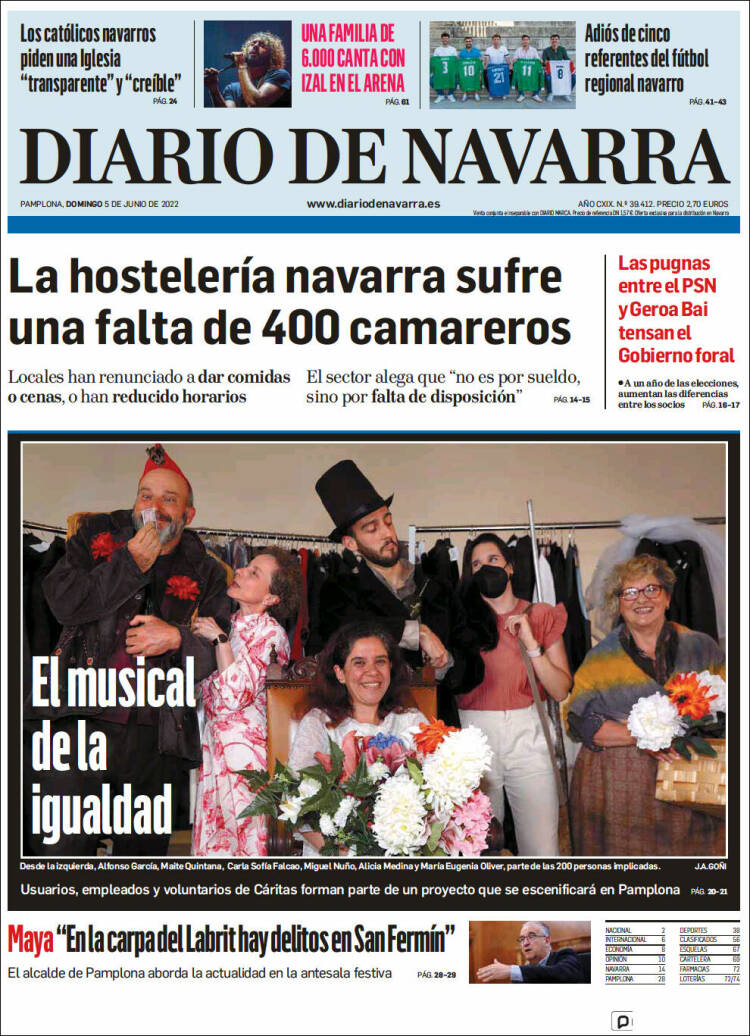 Portada de Diario de Navarra (España)