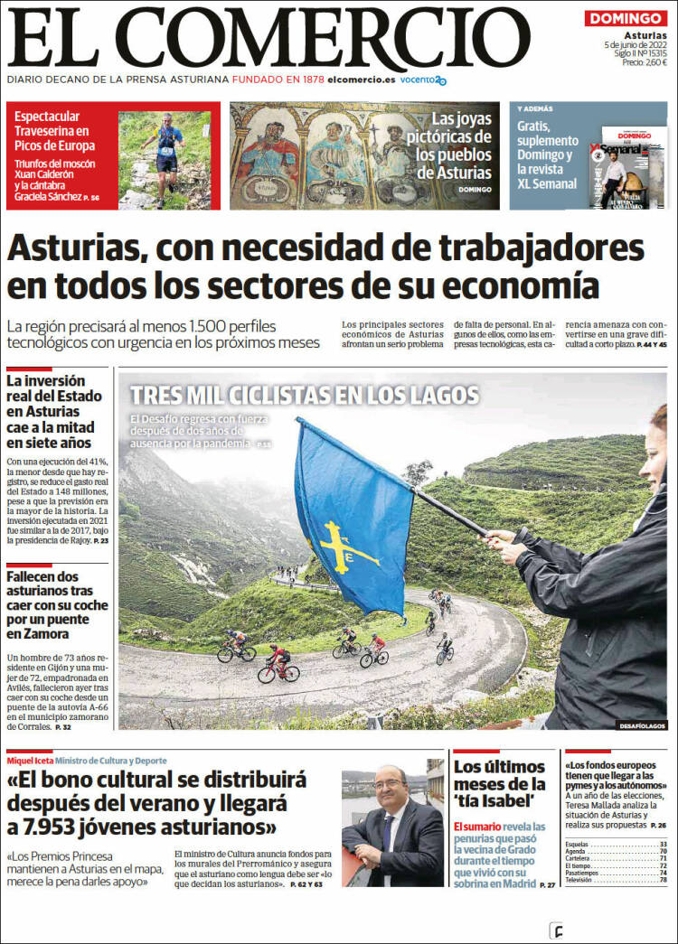 Portada de El Comercio (España)