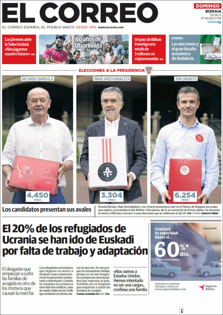 Portada de El Correo (España)