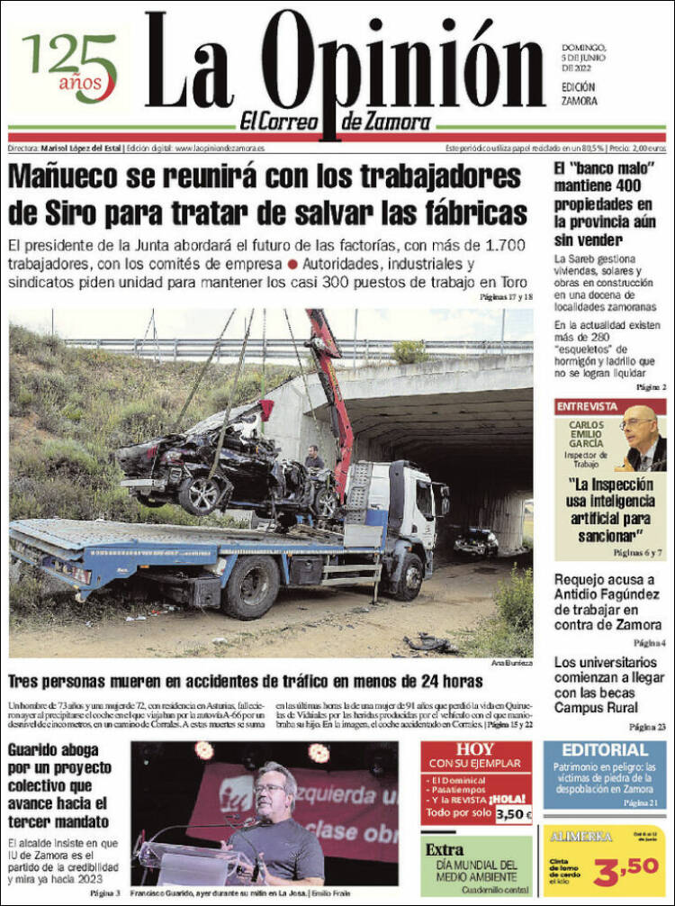 Portada de La Opinión - El Correo de Zamora (España)