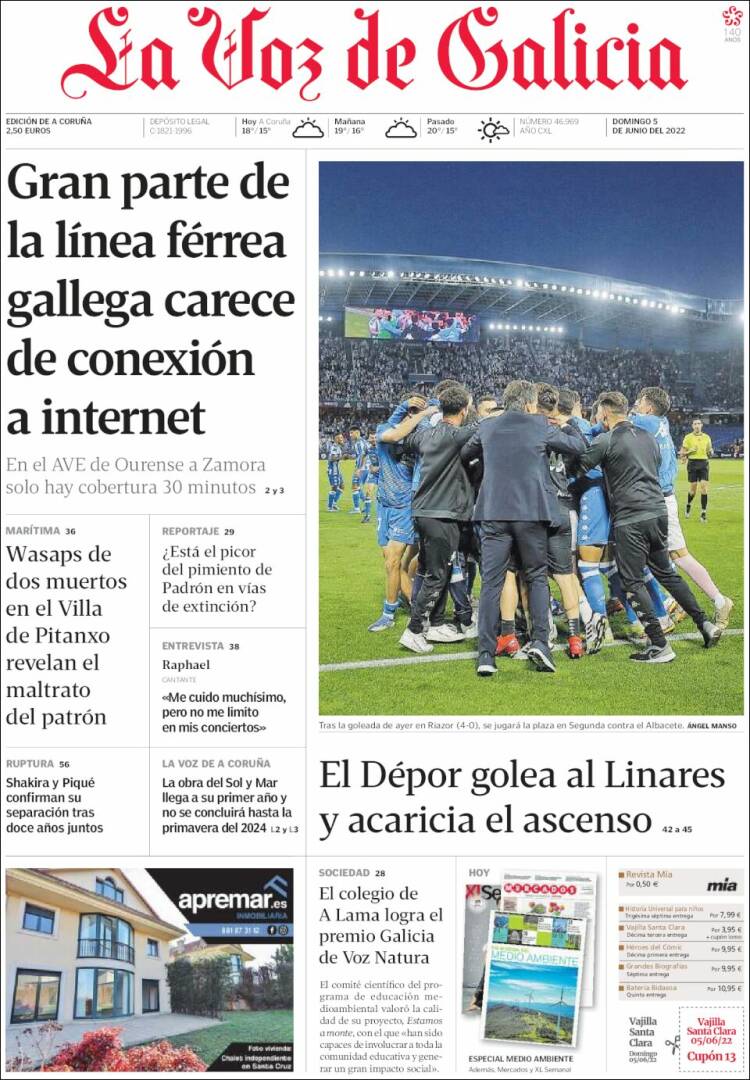 Portada de La Voz de Galicia (España)