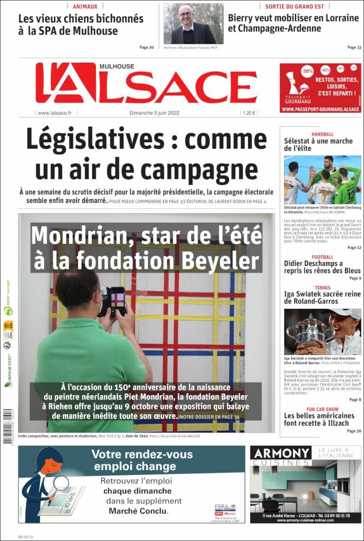 Portada de Journal L'Alsace (Francia)