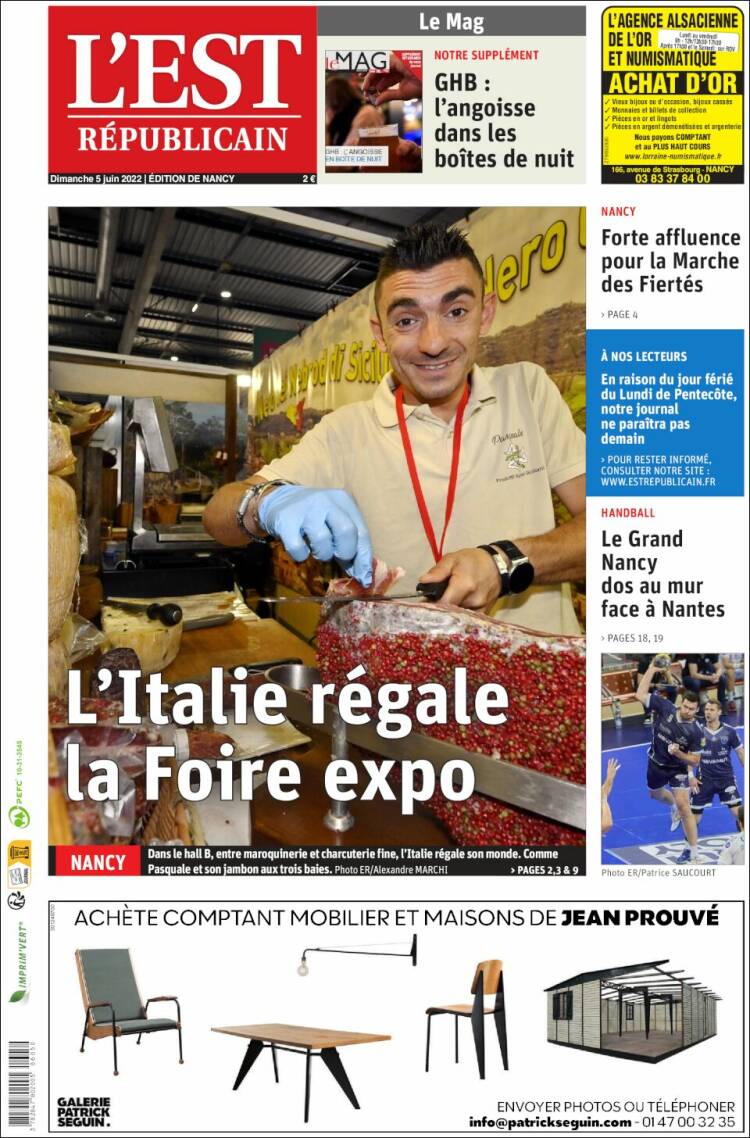 Portada de L'Est Republicain (Francia)