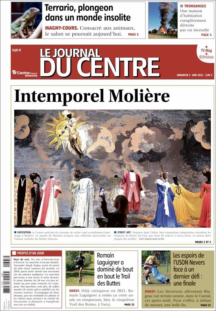 Portada de Le Journal du Centre (Francia)