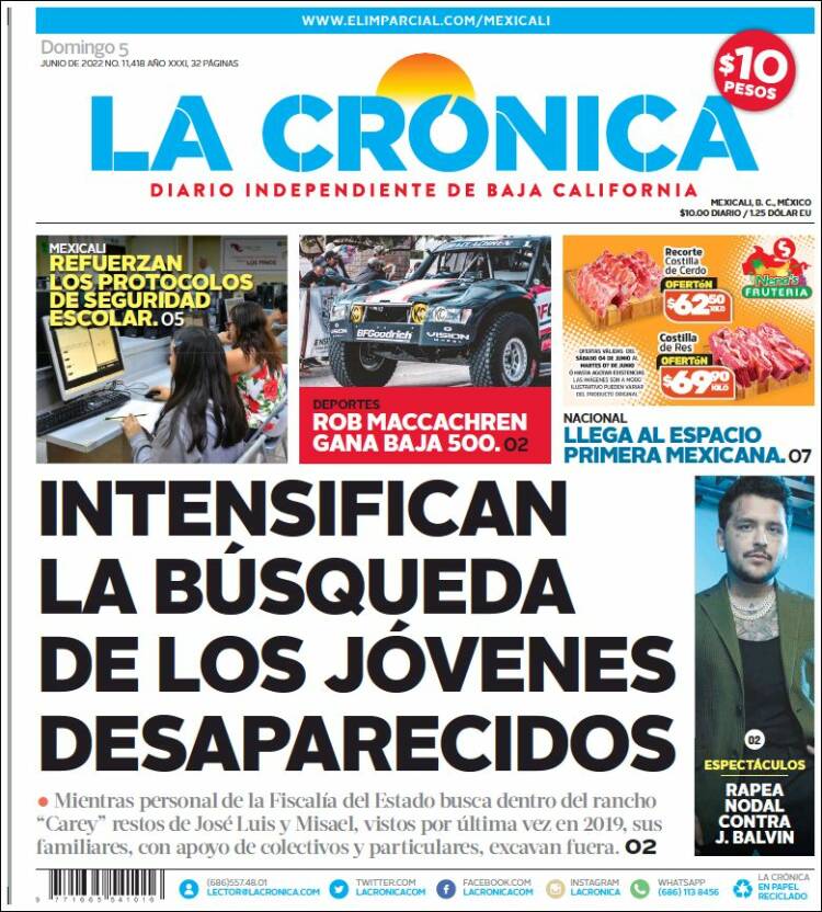 Portada de La Crónica de Baja California (México)