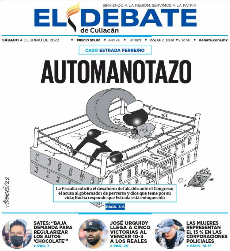 Portada de El Debate de Culiacán (México)