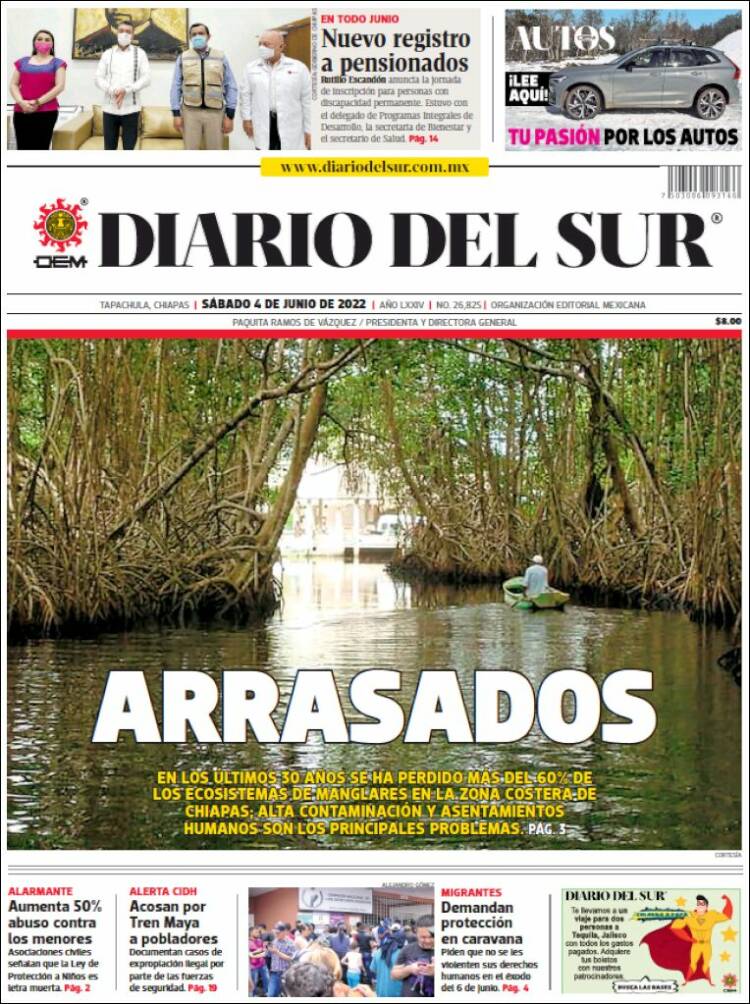 Portada de El Diario del Sur (México)