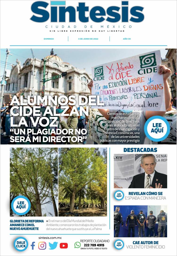 Portada de Síntesis Nacional (México)