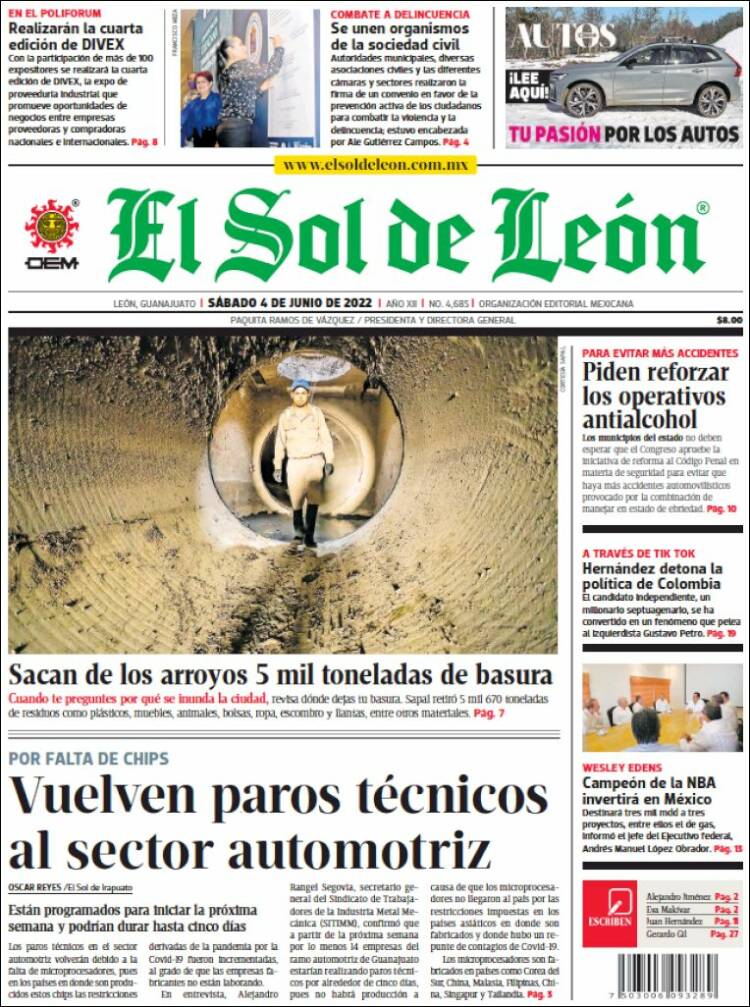 Portada de El Sol de León (México)