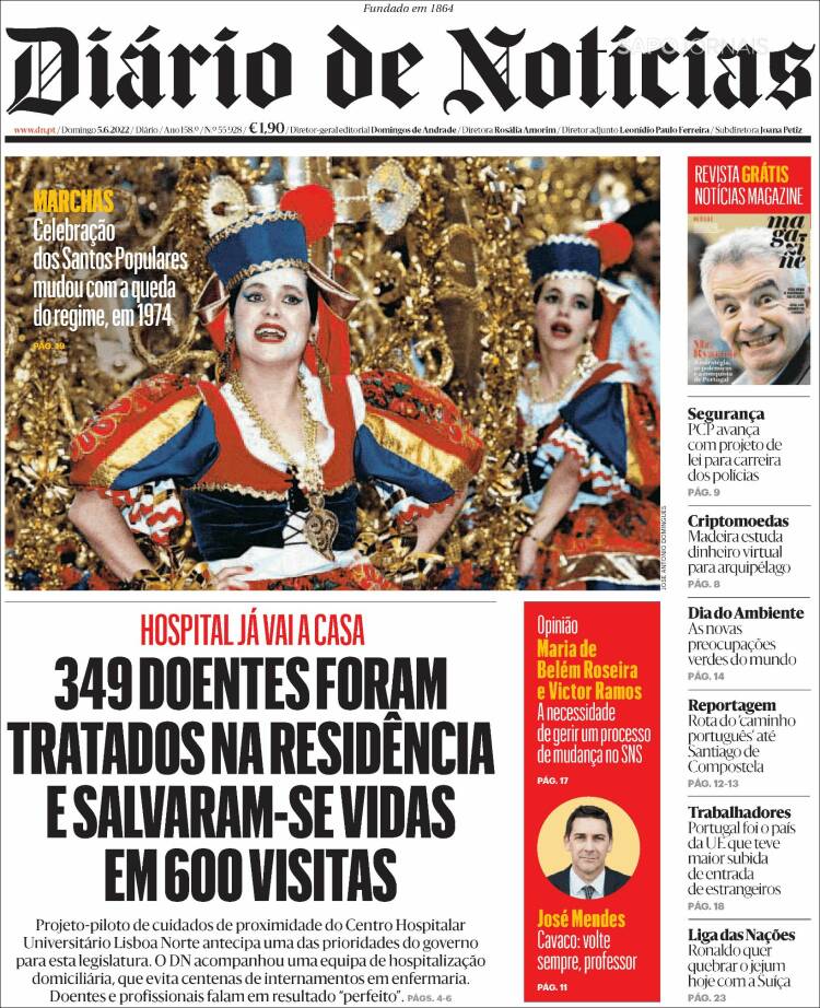 Portada de Diário de Noticias (Portugal)