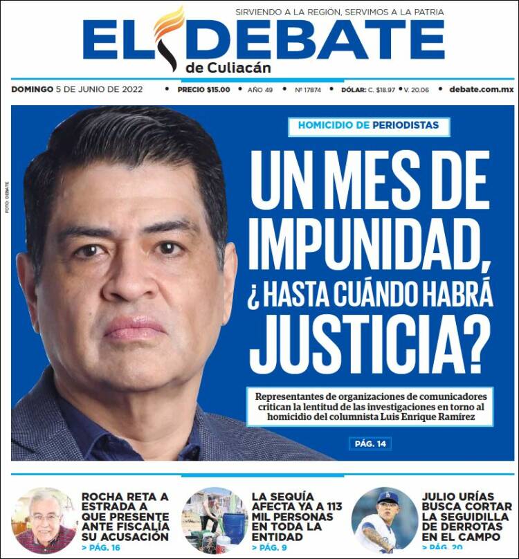 Portada de El Debate de Culiacán (México)