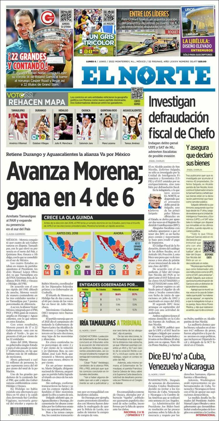 Portada de El Norte (México)