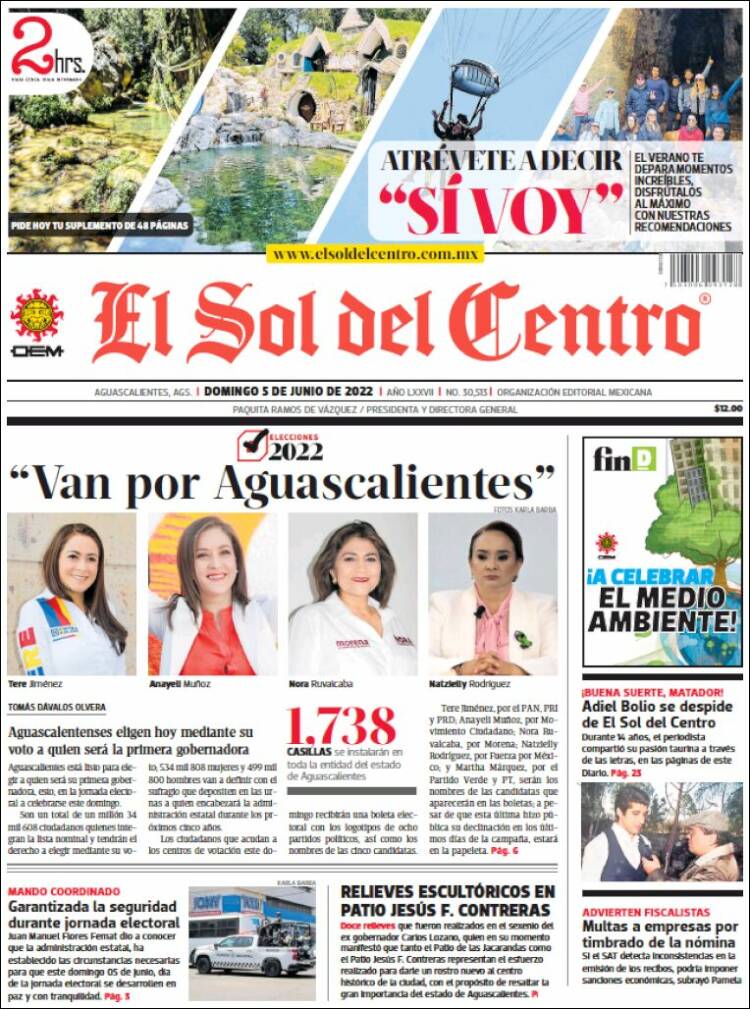 Portada de El Sol del Centro (México)