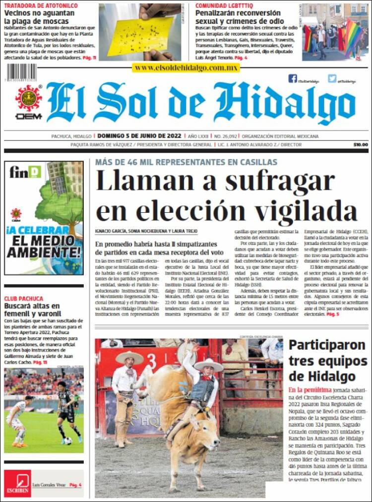 Portada de El Sol de Hidalgo (México)