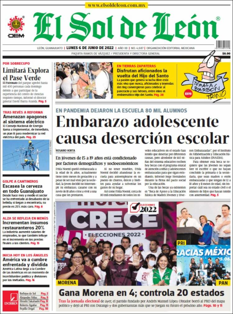 Portada de El Sol de León (México)
