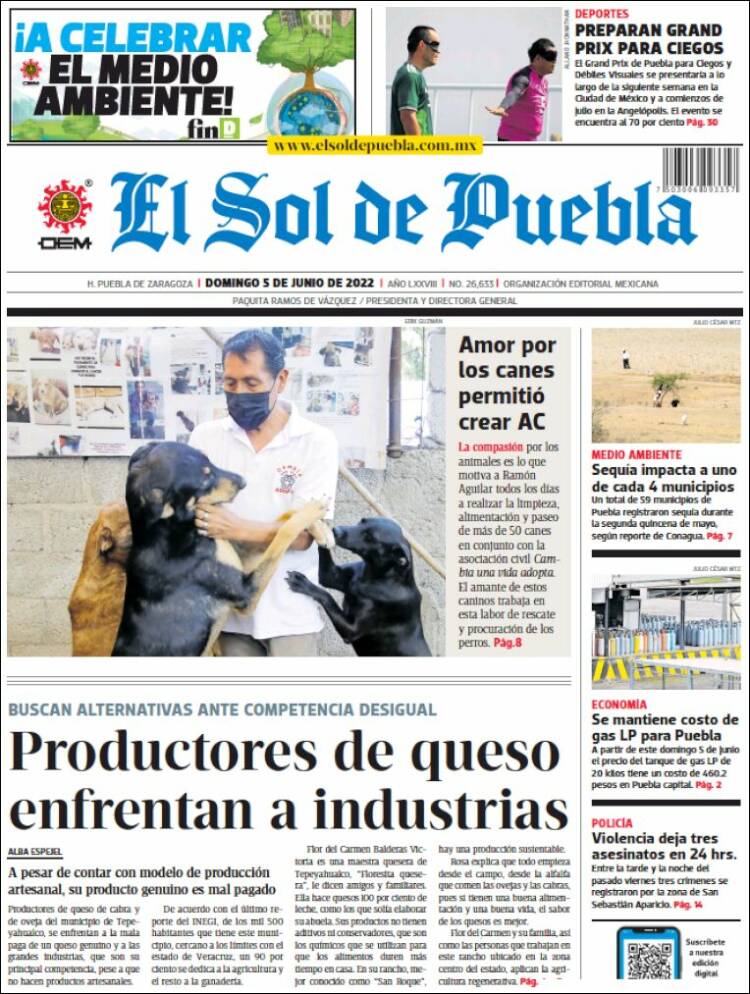 Portada de El Sol de Puebla (México)