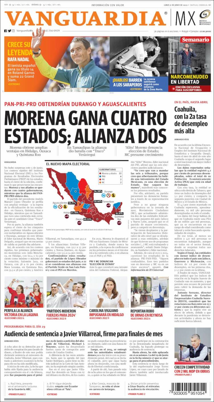 Portada de Vanguardia (México)