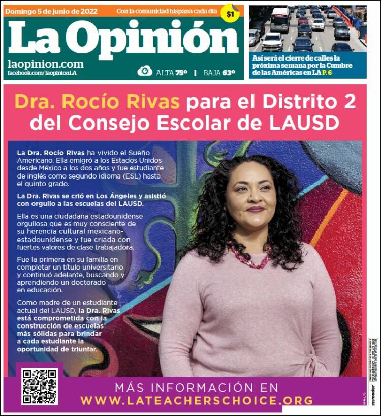 Portada de La Opinión (USA)