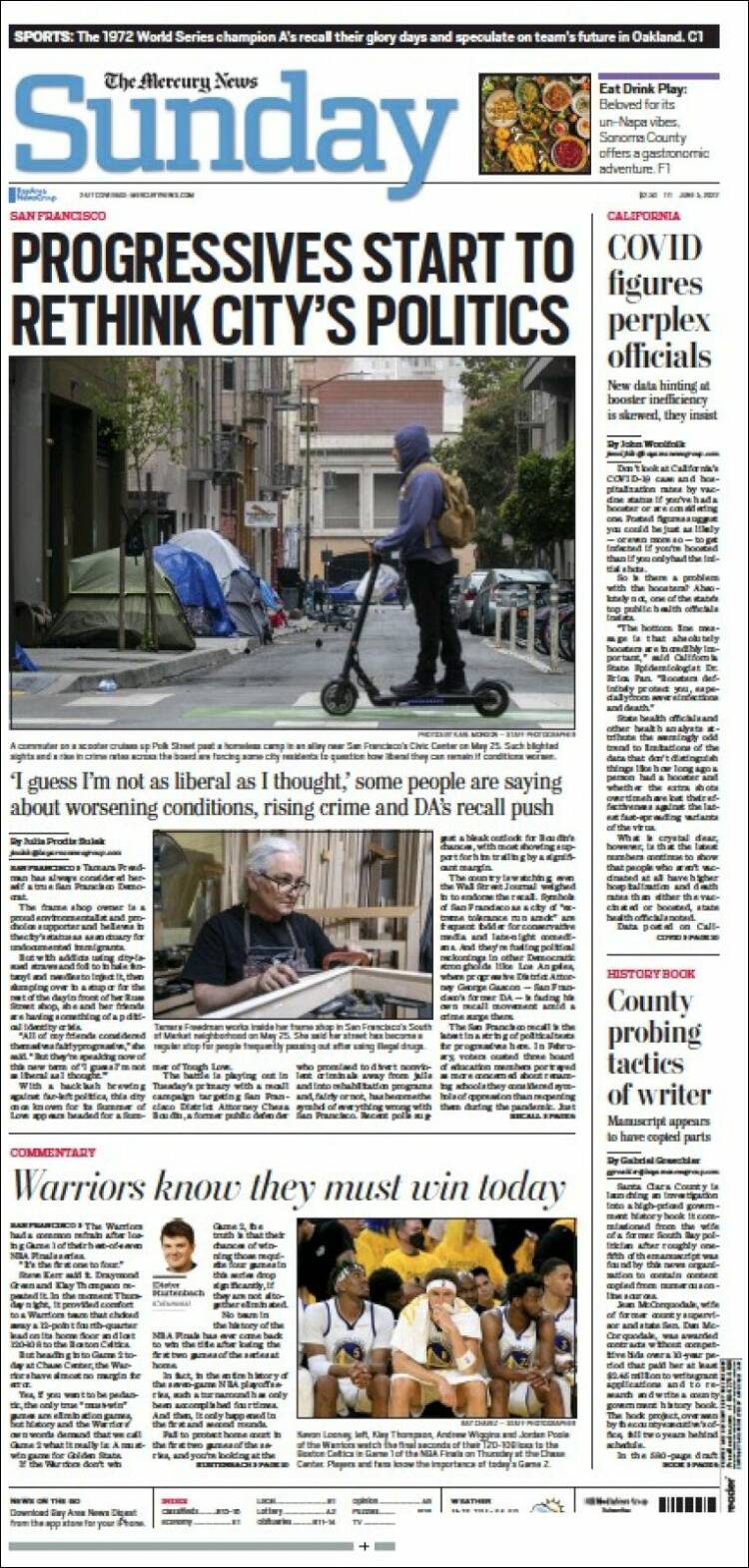 Portada de San Jose Mercury News (USA)