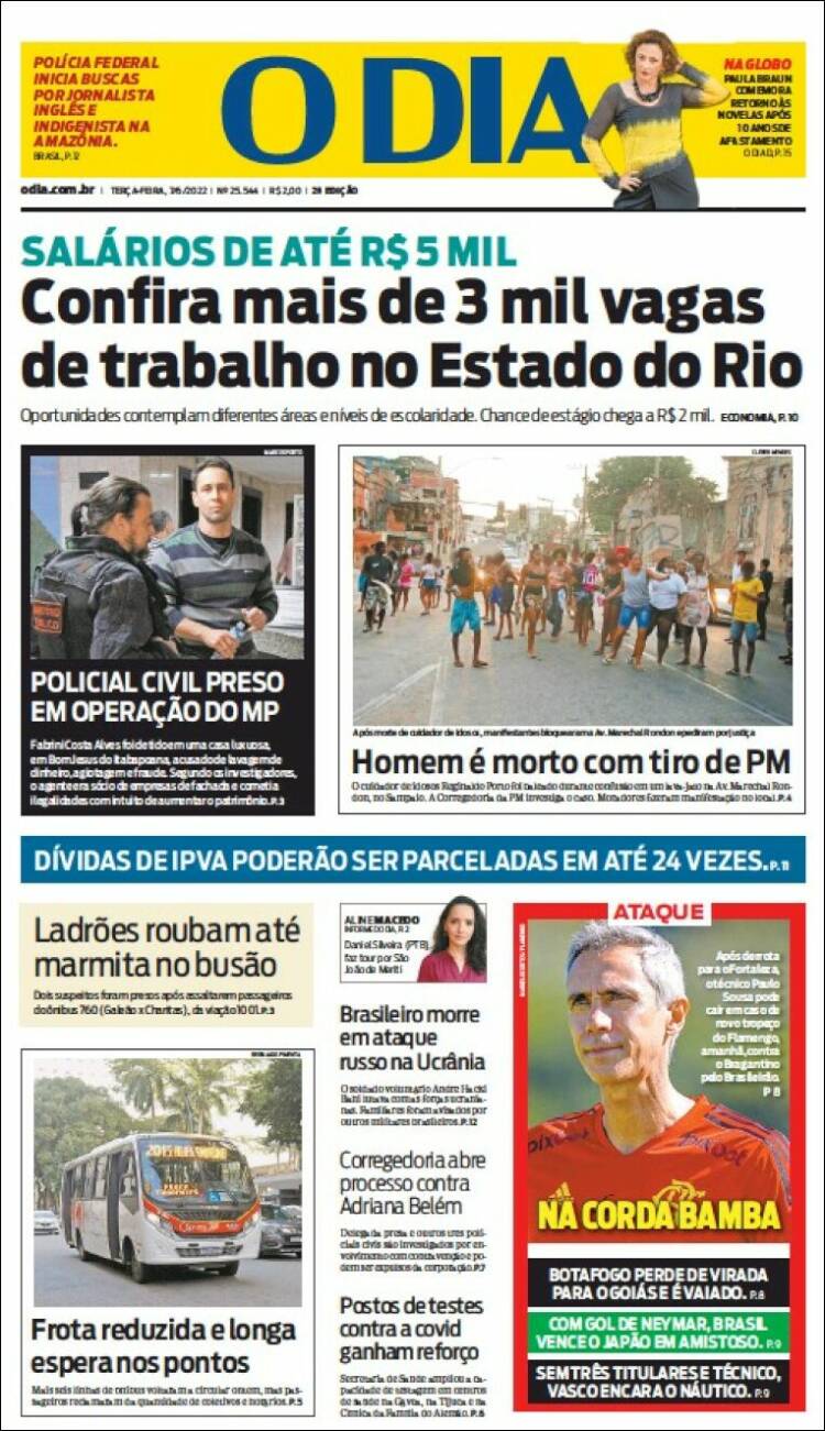 Portada de O Dia (Brasil)