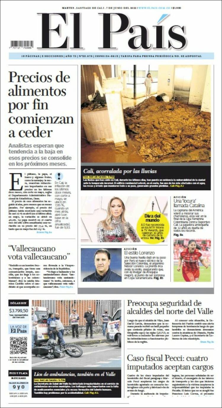 Portada de El País - Cali (Colombia)