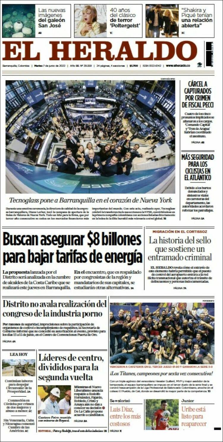 Portada de El Heraldo (Colombia)