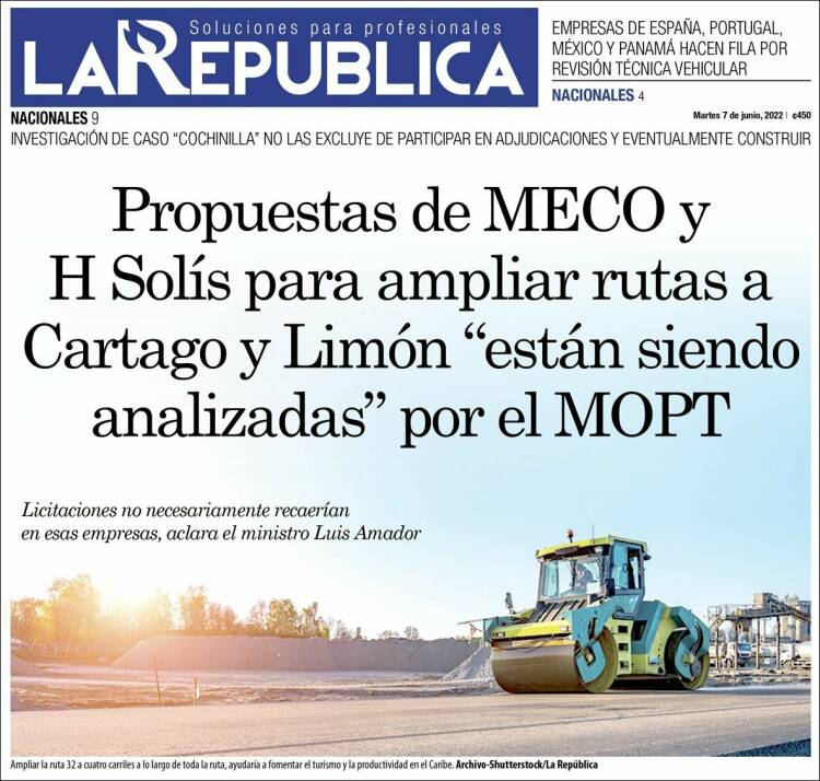 Portada de La República (Costa Rica)