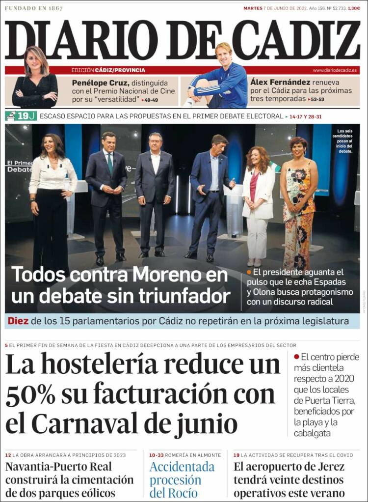 Portada de Diario de Cádiz (Espa&ntilde;a)